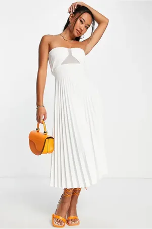 ASOS Strapless Pleated Midi Dress in at Nordstrom, Size 6 Us