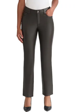 Jones New York Lexington Faux Leather Straight Leg Pants in at Nordstrom, Size 14
