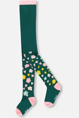Deux par Deux Knit Tights with Flower Motifs in at Nordstrom, Size 10