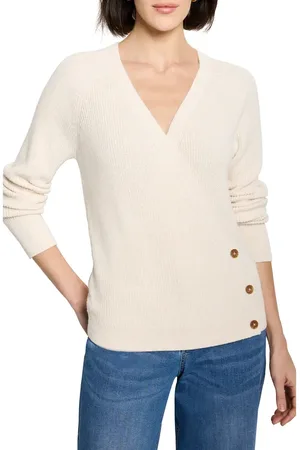 NIC+ZOE Shaker Stitch Faux Wrap Sweater in at Nordstrom, Size Large