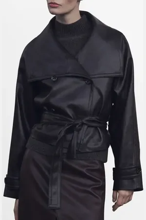 MANGO Auro Double Breasted Faux Leather Jacket in at Nordstrom, Size X-Small