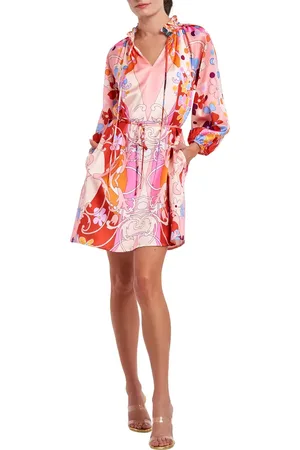 CIEBON Drea Floral Print Long Sleeve Minidress in at Nordstrom, Size X-Small