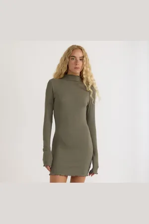 Organic Basics Core Rib Mock Neck Long Sleeve Dress XXS