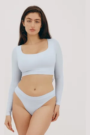 Organic Basics Algae Life Naked Rib Crop Scoop Neck Long Sleeve Top XXL