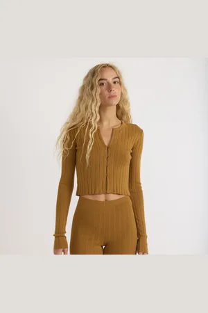 Organic Basics Soft Knit Rib Crop Cardigan M
