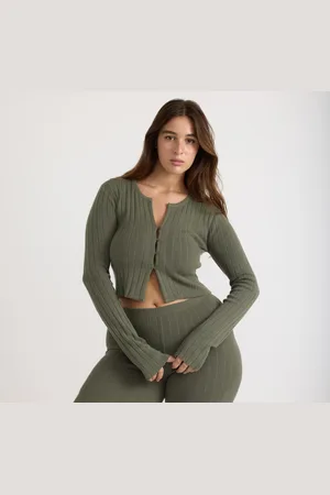 Organic Basics Soft Knit Rib Crop Cardigan M