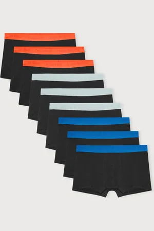 Organic Basics Core Play Trunks 9-Pack Vibrant Red / Dewdrop / Azure Blue XS
