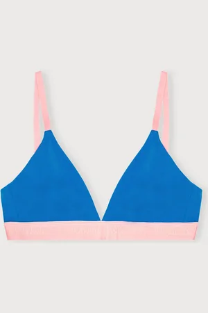 Organic Basics Core Play Triangle Bralette Azure Blue / Marshmallow Pink XXS
