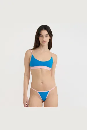 Organic Basics Core Play Open Back Scoop Bralette Azure Blue / Marshmallow Pink XXS