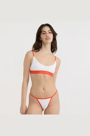 Organic Basics Core Play Open Back Scoop Bralette White / Vibrant Red XXS