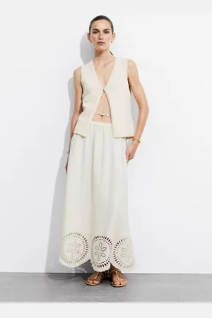 & OTHER STORIES Embroidered Linen Midi Skirt