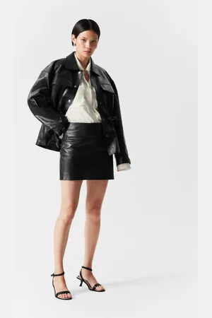 & OTHER STORIES Raw-Edge Leather Mini Skirt