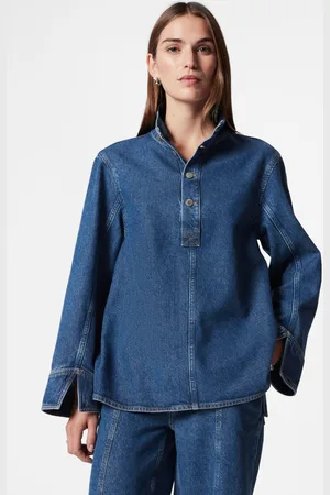 & OTHER STORIES Funnel-Neck Denim Shirt