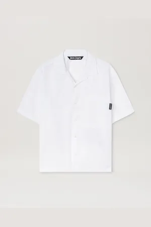 Palm Angels Curved Logo Short Sleeves Shirt - Man Shirts White - Black 42