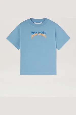 Palm Angels Double Logo T-shirt - Kids Boy Clothing Dusty Blue Dusty Blue 10