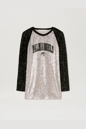 Palm Angels College Sequins Dress - Woman Dresses Grey - Black 38