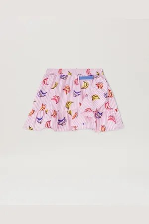 Palm Angels Mini Skirt With All Over Bananas Prints - Kids Girl Clothing Rose Pink Dusty Blue 10