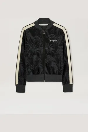 Palm Angels Jacquared Palms Track Jacket - Woman Coats & Jackets Black - Off White L