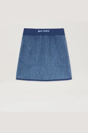 Palm Angels Rib Mini Skirt - Woman Knitwear Indigo Blue - Light Blue L