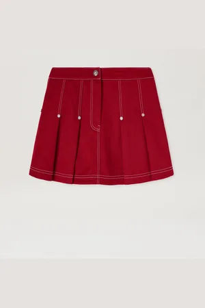 Palm Angels Pleated Mini Skirt - Woman Skirts Red - Red M
