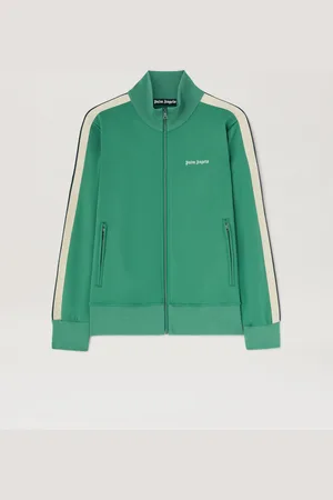 Palm Angels Embroidered Logo Track Jacket - Man Coats & Jackets Forest Green - Off White L