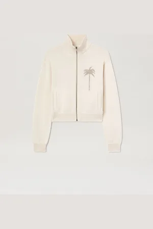 Palm Angels Palm Inlay Track Knit Jacket - Woman Knitwear Off White - Camel L