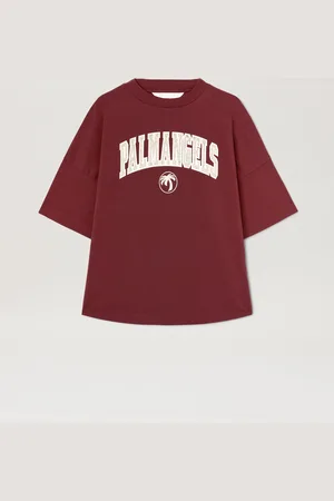 Palm Angels College Oversize T-shirt - Woman T-shirts & Tops Burgundy - Ivory L