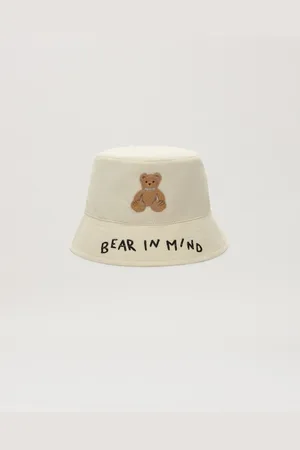 Palm Angels Bear In Mind Bucket Hat - Man Hats & Caps Off White - Brown O/s