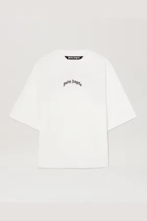 Palm Angels Curved Logo Oversize T-shirt - Man T-shirts & Polo Off White - Black L