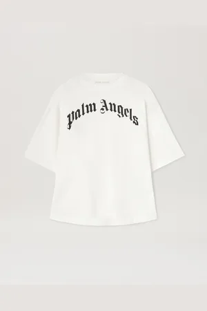 Palm Angels Curved Logo Oversize T-shirt - Woman T-shirts & Tops Off White - Black L