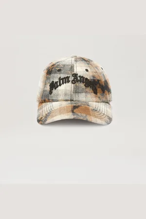 Palm Angels Curved Lofo Check Baseball Cap - Man Hats & Caps Grey - Black O/s
