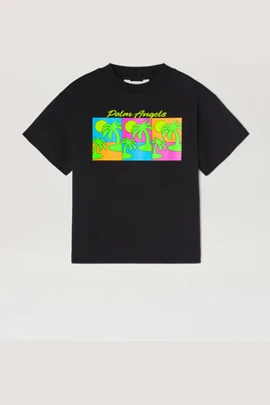 Palm Angels Triple Palm T-shirt - Kids Boy Clothing Black Green Fluo 10
