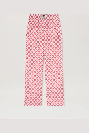 Palm Angels Net Logo Pants - Woman Pants Ivory - Fuchsia 38