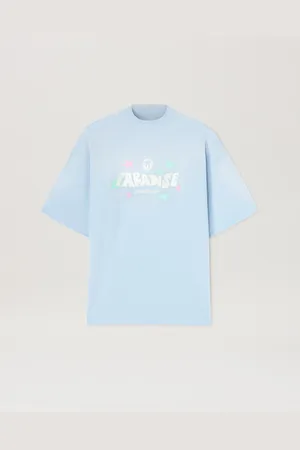 Palm Angels Paradise Oversize T-shirt - Woman T-shirts & Tops Baby Blue - Off White L