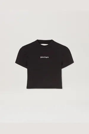 Palm Angels Classic Logo Cropped Baby T-shirt - Woman T-shirts & Tops Black - Off White L