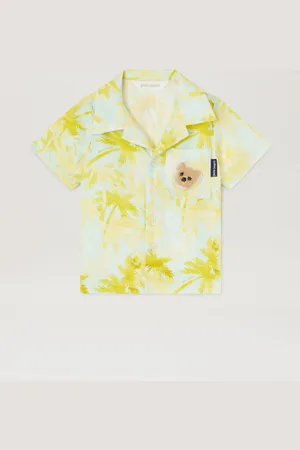 Palm Angels All Over Palm Print Short Sleeves Shirt - Kids All Baby Skyblue Brown 36