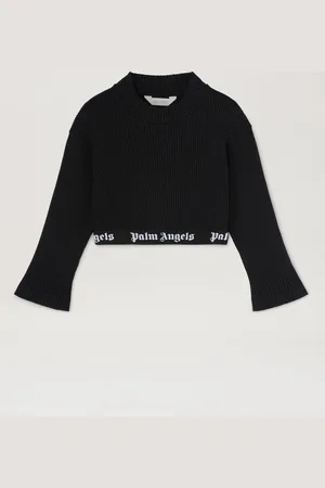 Palm Angels Logo Band Lurex Top - Kids Girl Clothing Black Black 10