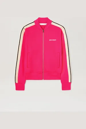Palm Angels Classic Logo Embroidered Track Bomber - Woman Coats & Jackets Fuchsia - Off White M