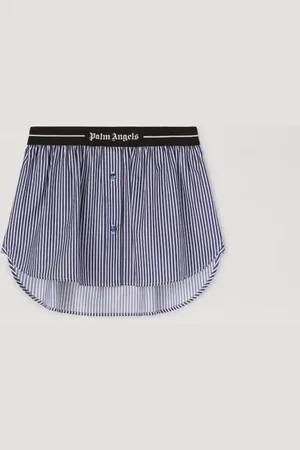 Palm Angels Logo Band Striped Mini Skirt - Woman Skirts Navy Blue - Off White Xs