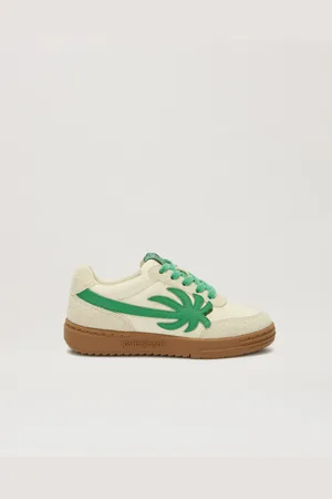 Palm Angels Palm Beach University Sneakers - Kids Boy Shoes Beige - Green 25