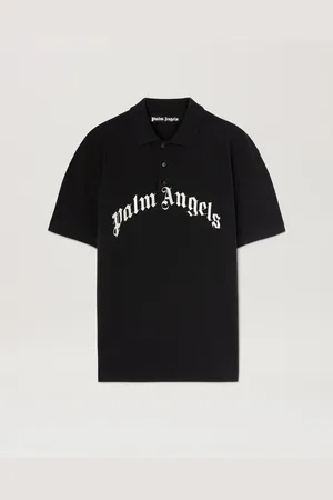 Palm Angels Curved Logo Polo Shirt - Man T-shirts & Polo Black - Off White M