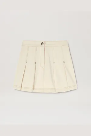 Palm Angels Pleated Mini Skirt - Woman Skirts Ivory - Ivory L