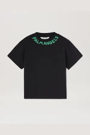 Palm Angels Logo Block T-shirt - Kids Boy Clothing Black Green 10
