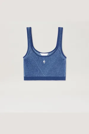 Palm Angels Rib Tank Top - Woman Knitwear Indigo Blue - Light Blue L