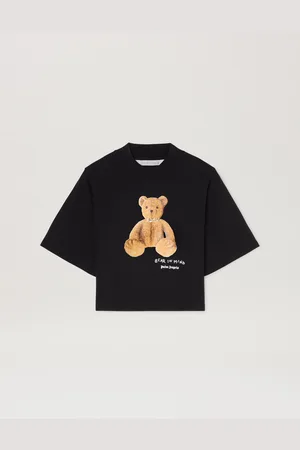 Palm Angels Bear In Mind Cropped T-shirt - Woman T-shirts & Tops Black - Brown L