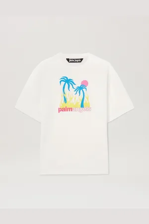 Palm Angels Burning Oasis T-shirt - Man T-shirts & Polo Off White - Multicolor L