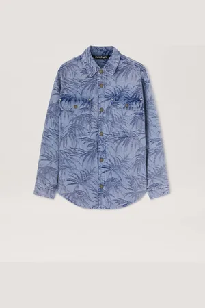 Palm Angels Palm Jacqured Denim Shirt - Man Shirts Light Blue - Light Blue L