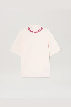 Palm Angels Block Logo Oversize T-shirt - Woman T-shirts & Tops Soft Pink - Fuchsia L