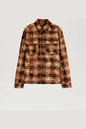 Palm Angels Bear In Mind Check Shirt - Man Shirts Orange - Brown 44