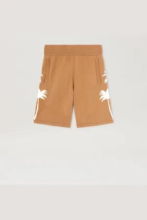 Palm Angels Palm Inlay Knit Shorts - Man Shorts Beige - Off White M